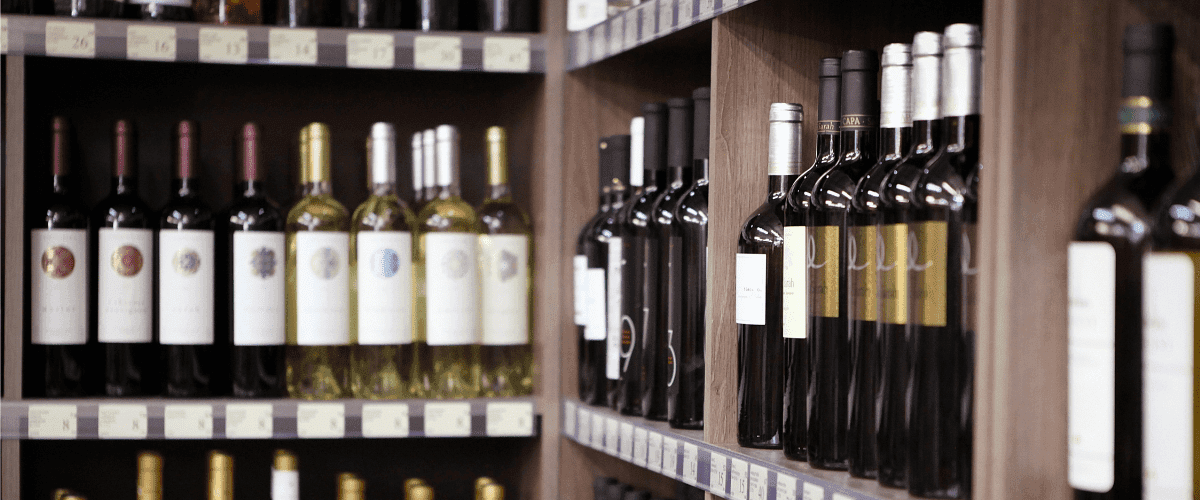 Shelves full of wine